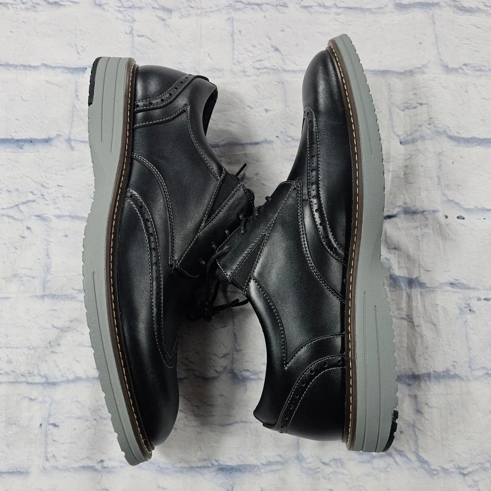 Nunn Bush Wingtip Oxford Mens 10 Black Dual Comfort Brogue Dress Shoes